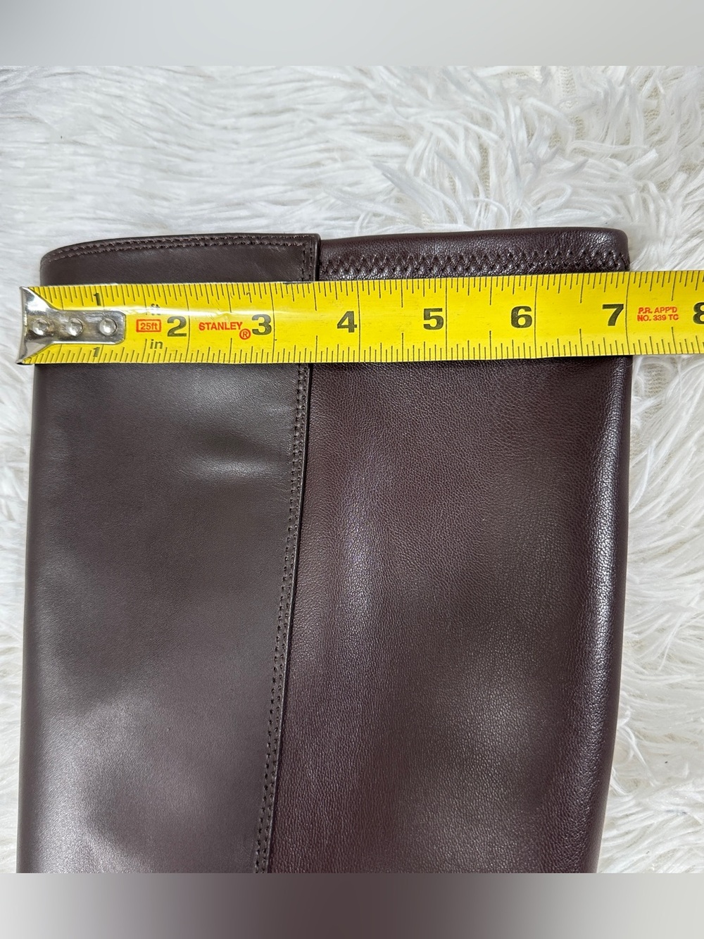 Franco Sarto Gisella Knee High Boots Burgundy Leather Low Heel Side Zip Size 9M - Picture 15 of 15